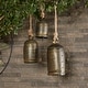 preview thumbnail 62 of 77, Gold, Gray, Bronze, Black or Red Metal Tibetan Inspired Decorative Cow Bells with Jute Hanging Rope (Set of 3) Bronze