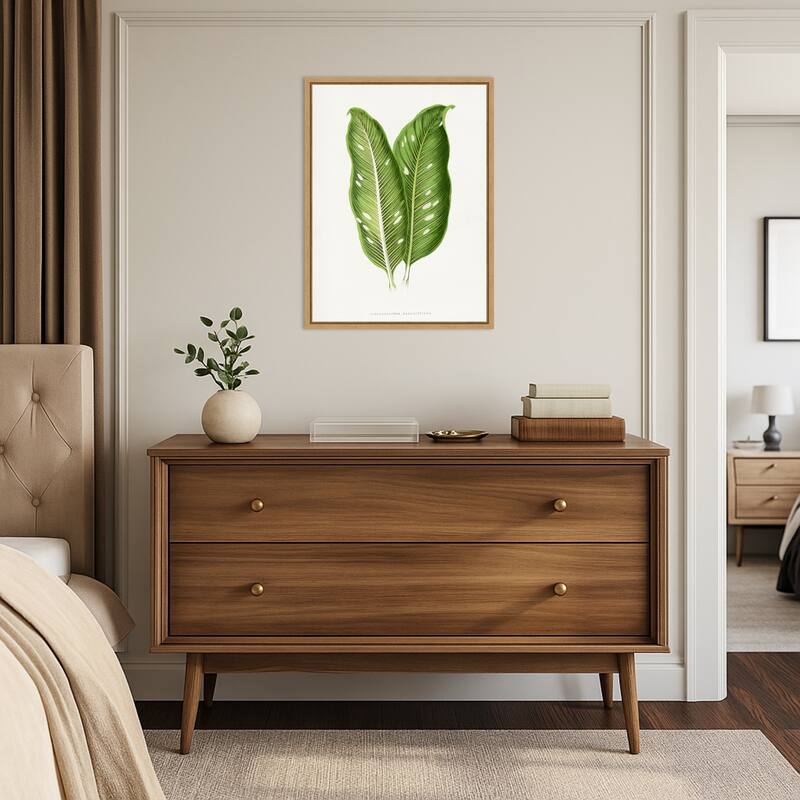 Green Dieffenbachia Baraquiniana Leaf Illustration by Les Plantes a Framed Canvas Wall Art Print