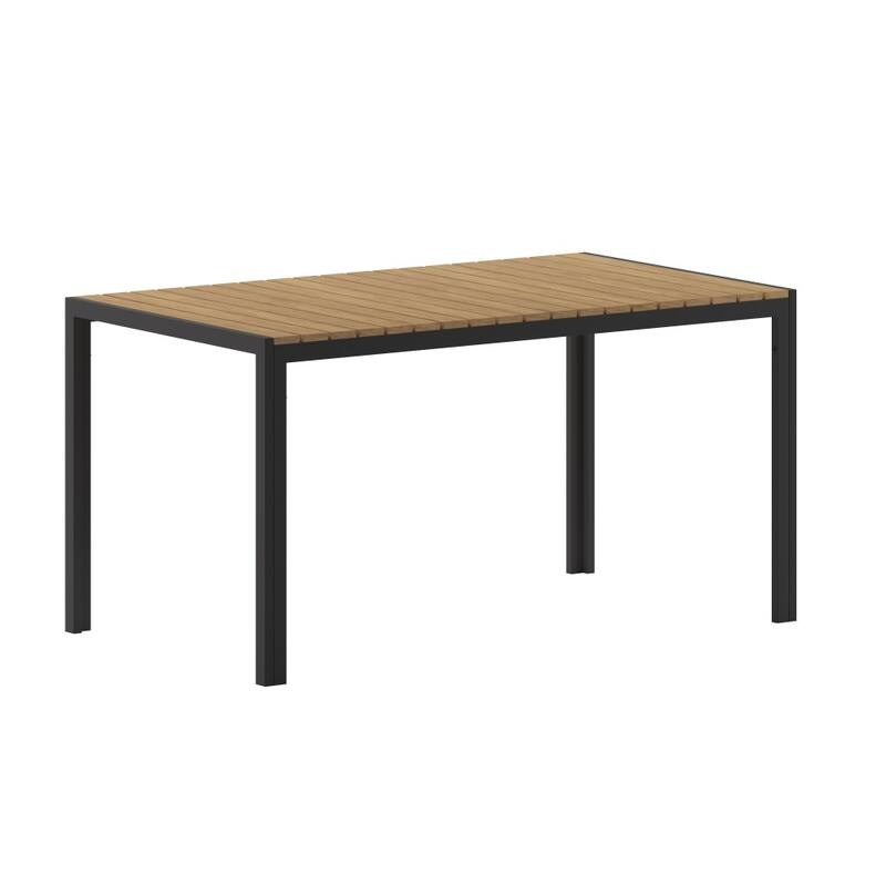 Commercial 55 x 31 Faux Teak Outdoor Patio Table