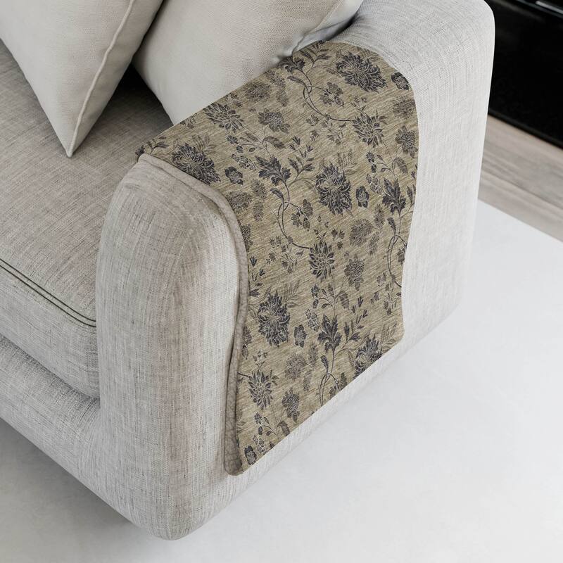 Premium Machine Washable Traditional Floral Sherpa Throw Blanket - Brown - 4'2" x 5'10"