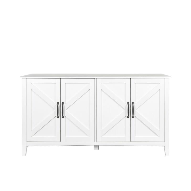 Farmhouse Sideboard Buffet Cabinet w/ 4 Doors,Accent Kitchen Storage Cabinet w/ Storage Shelves Freestanding Cabinet Bar Cabinet
