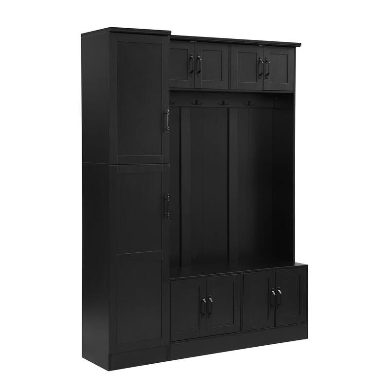 79'' Tall Modern Hall Tree with Shoe Storage - 4-in-1 Entryway Bench