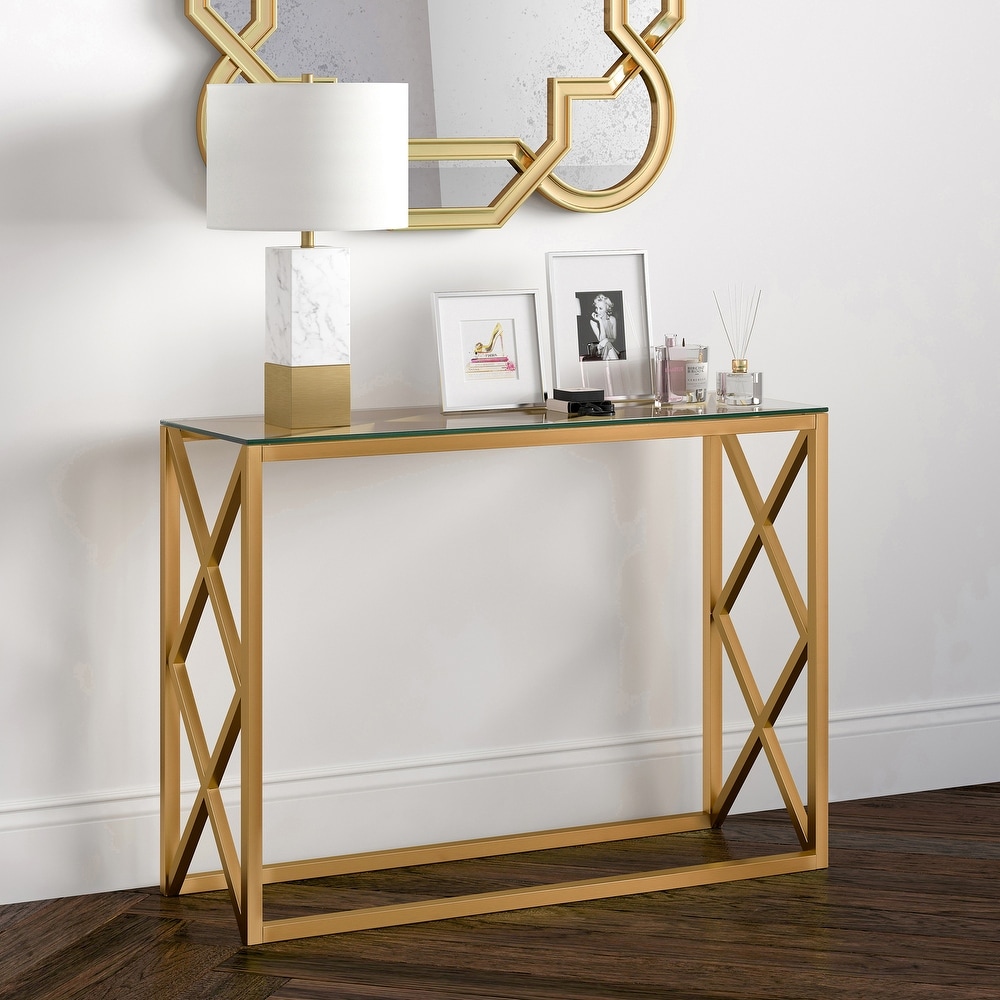 Silver orchid ham long narrow sales console table with mirrored top