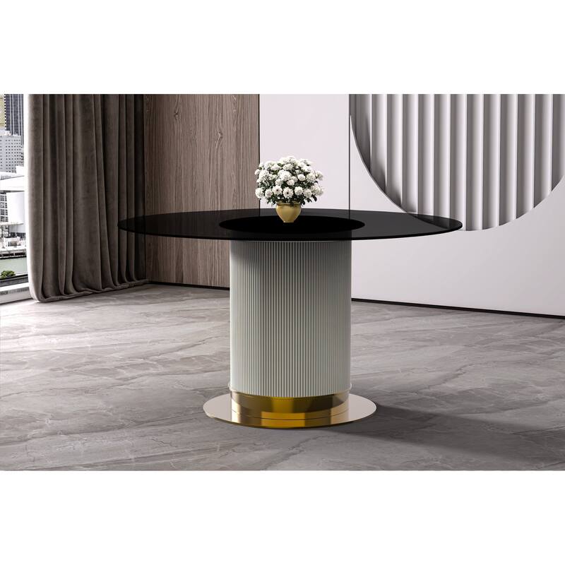 Jexis Round Dining Table with Glass/Sintered Stone Tableop