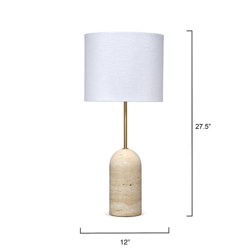 Jamie Young Holt Travertine Table Lamp with Linen Shade
