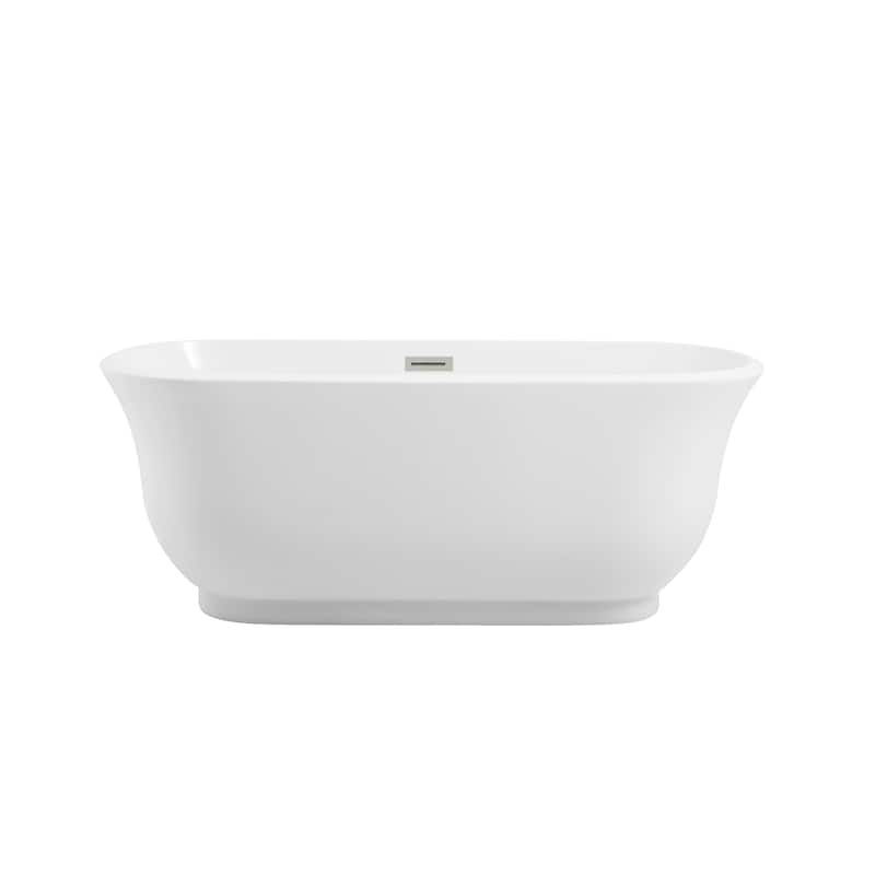 Cameron Soaking Bathtub in Glossy White - Glossy White with Brushed Nickel Trim - 22"
