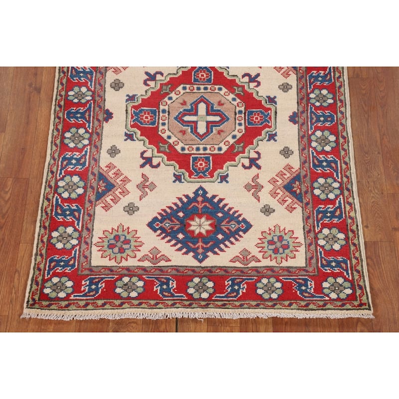 Traditional Red Kazak Foyer Rug Hand-Knotted Wool Carpet - 2'10" x 3'11"