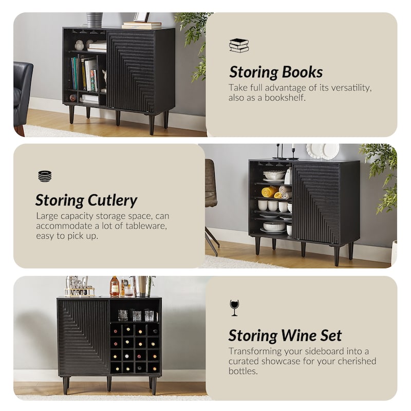 Alfred 34"Tall 2-Door Modern Multifunction Accent Cabinet with Adjustable Shelves by HULALA HOME - N/A