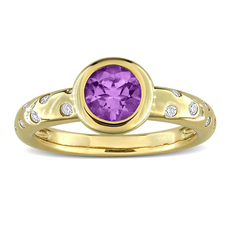 Miadora Gemstone and 1/4ct TDW Diamond Ring in 10k Yellow Gold