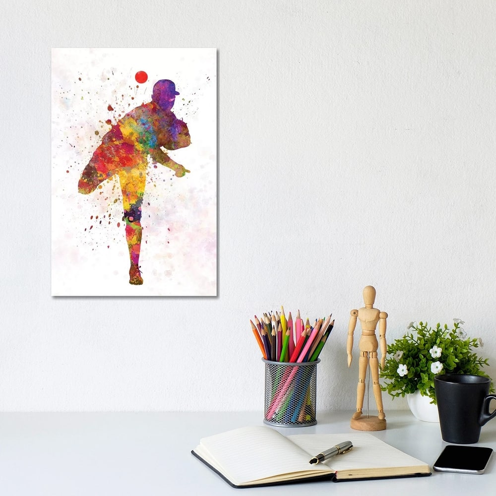 iCanvas "Baseball Player Pitching II" by Paul Rommer Canvas Print