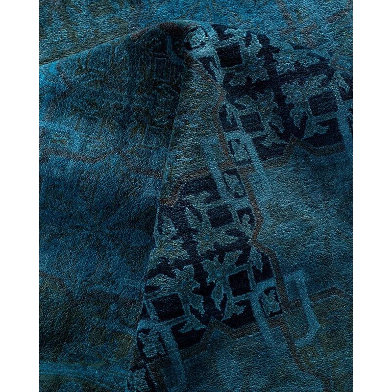 Overton Hand Knotted Wool Vintage Inspired Modern Contemporary Overdyed Gray Area Rug - 11' 10" x 15' 2"