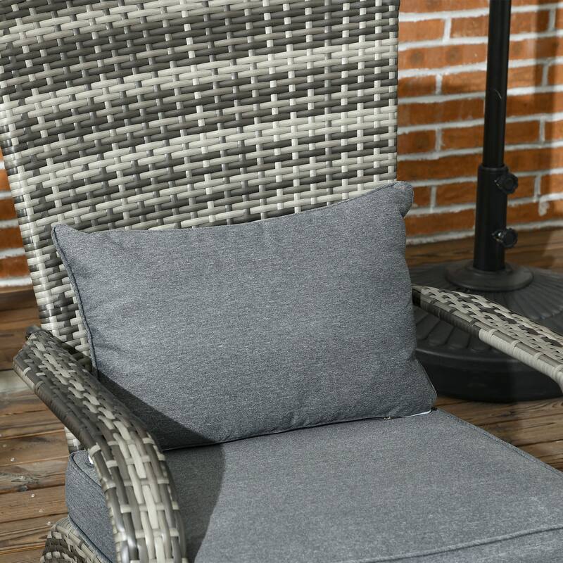 Outdoor Wicker Adirondack Chair, Patio Fire Pit Chair with Soft Cushions, Tall Curved Backrest & Armrests
