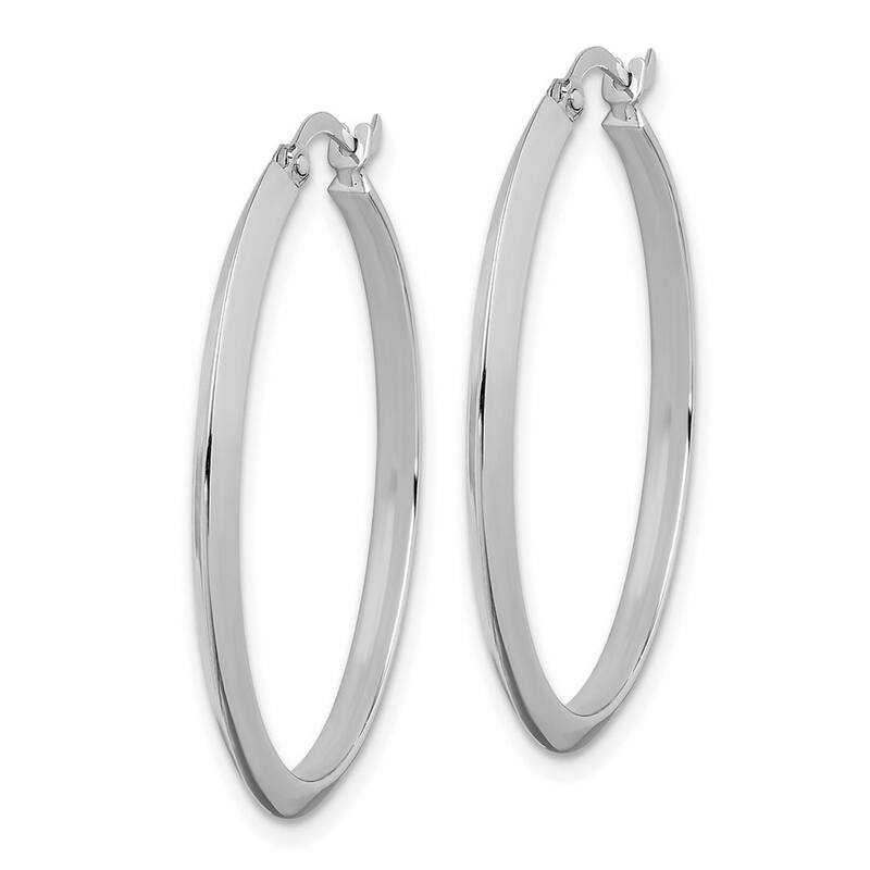 Curata 14k White Gold Polished Hoop Earrings - 32.75x31.75mm