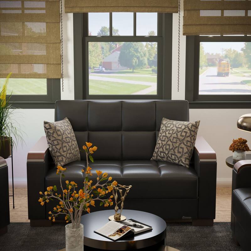 Collection Upholstered Convertible Loveseat With Storage