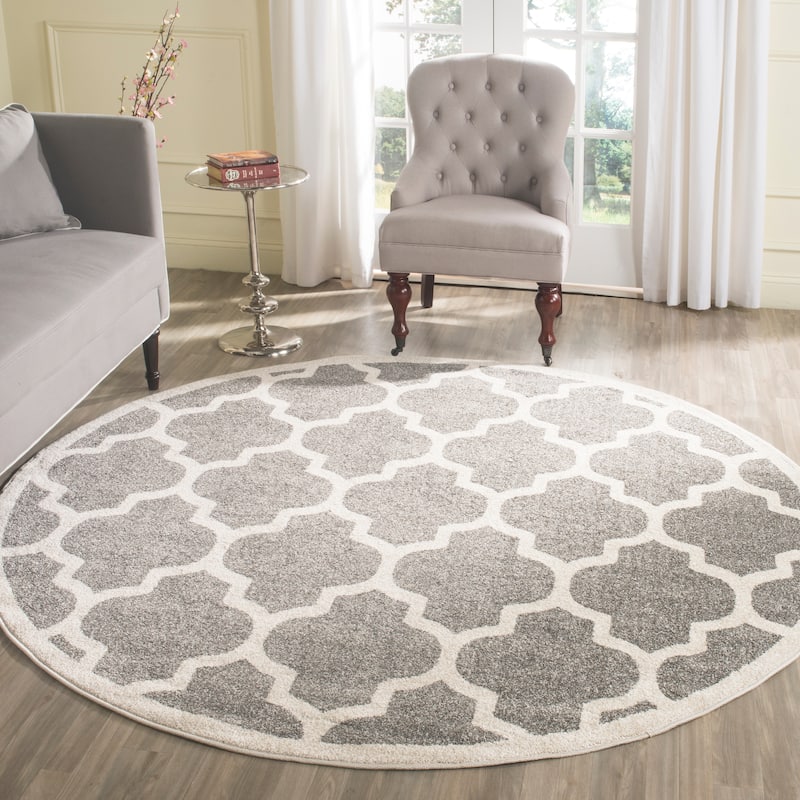 SAFAVIEH Amherst Machi Modern Rug - 7' Round - Dark Grey/Beige
