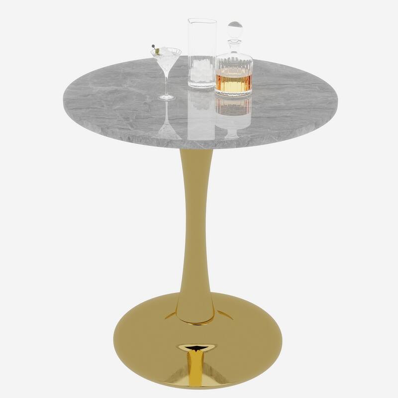 Mid-century modern style dining table accommodates 2 or 4 people - Gold+Gray