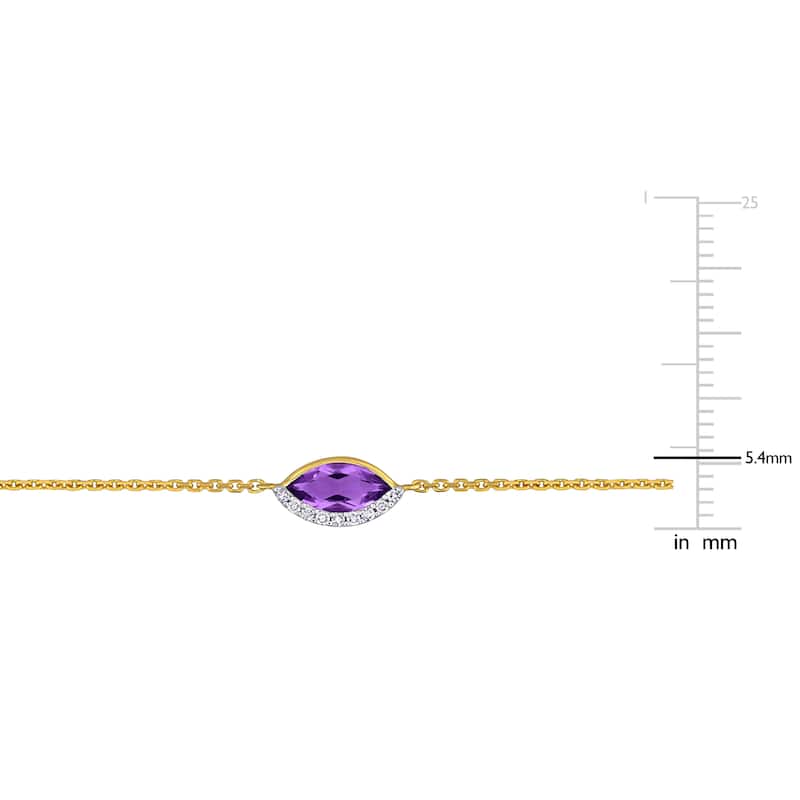 Miadora 2 1/2ct TGW Amethyst 1/4ct TDW Diamond Station Chain Necklace in 14k Yellow Gold