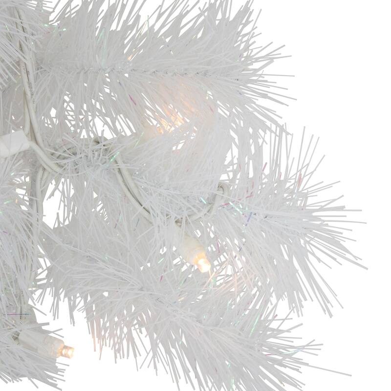 White Alaskan Pine Artificial Christmas Wreath, 24", Warm White LED