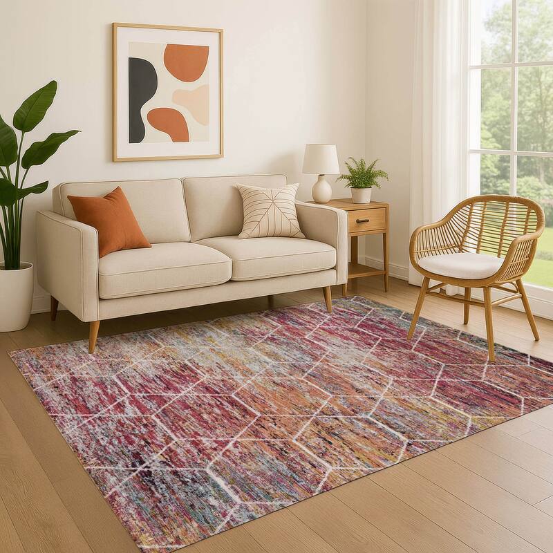 Premium Washable Super Soft Geo Abstract Mayfield Rug - Pink - 10' x 14'