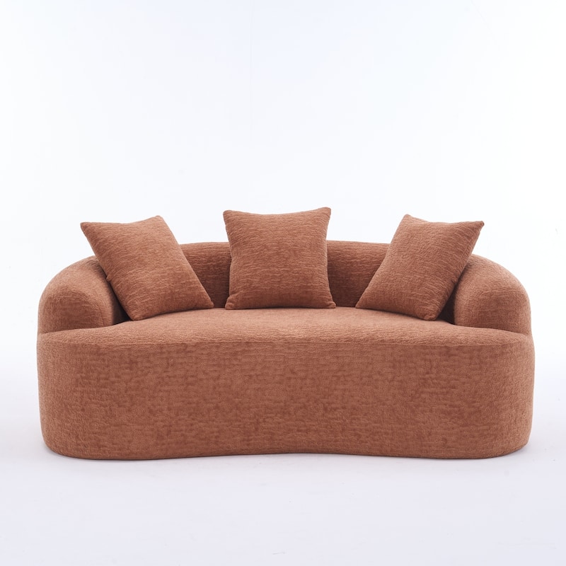30D Chenille No-Assembly Compact Curved Loveseat Full Compression Sponge Sofa