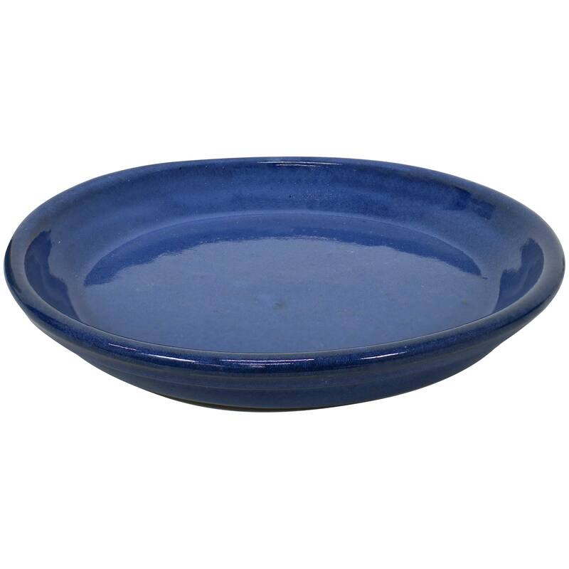Sunnydaze Set of 2 Glazed Ceramic Planter Saucers - 9"