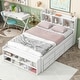 preview thumbnail 3 of 5, Full Bed with Bookcase Headboard, Under bed Storage Drawers and Bed End Storage Case,White