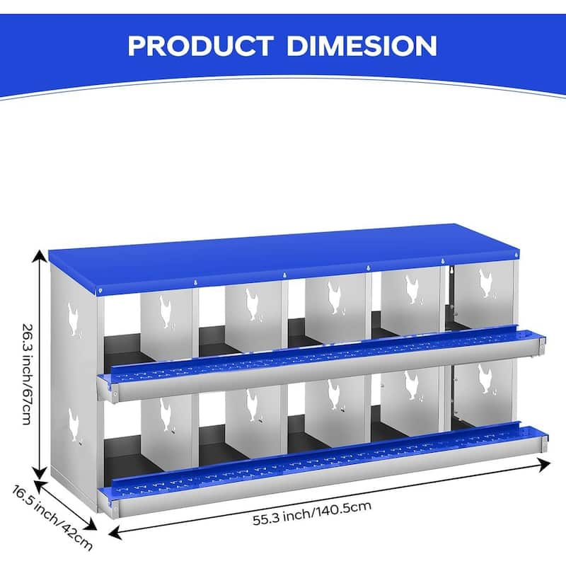 10 Compartment Nesting Box, Chicken Laying Box, Easy to Clean and Install