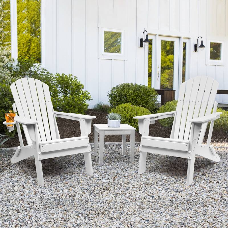 Vrakae Folding Adirondack Chair with Cup Holder Set of 2