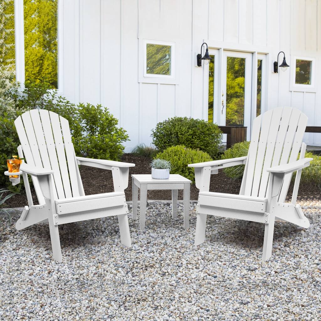 Vrakae Folding Adirondack Chair with Cup Holder Set of 2