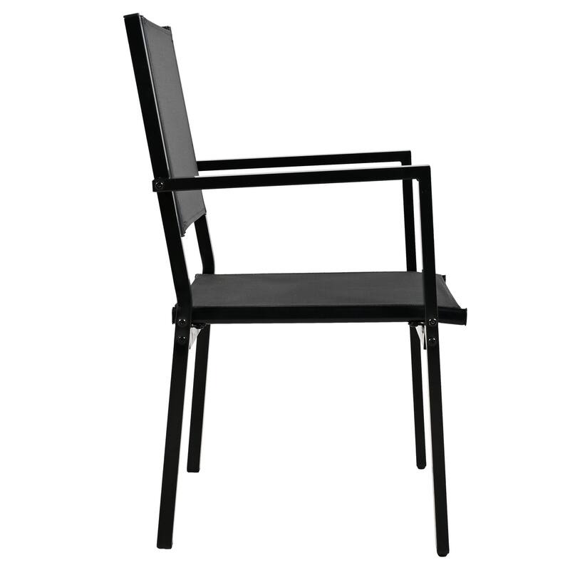 7 Pcs Outdoor Steel Dining Table and Chair Set, All Weather Patio Furniture Set with Rectangular Table and 6 Dining Chair