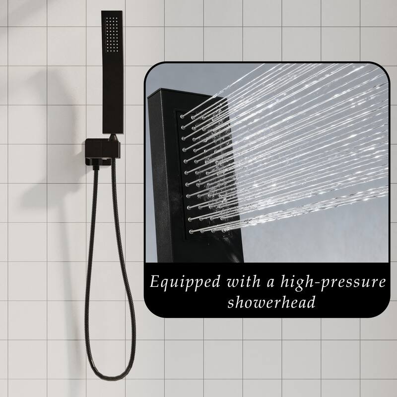 Matte Black Concealed Shower System with 9.7” Rainfall Shower Head, Handheld Shower & Tub Spout