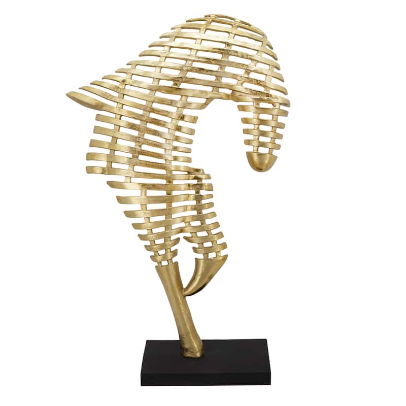 Sagebrook Home 64" Metal Horse Sculpture Large Contemporary Abstract Gold Aluminum Horse Statue - 39" x 14" x 64"