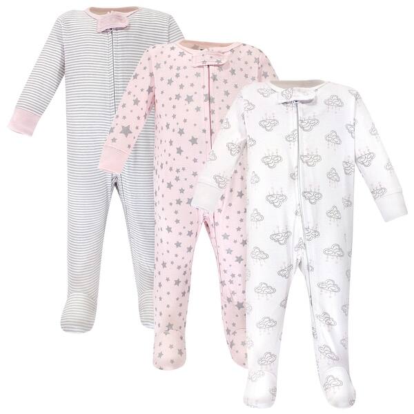 slide 1 of 1, Hudson Baby Infant Girl Cotton Zipper Sleep and Play 3pk, Cloud Pink 0-3 Months - Cloud Mobile Pink