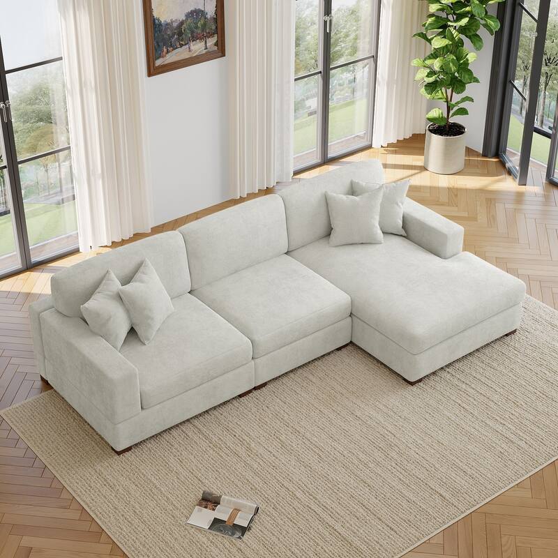 Oversized Modern Chenille Modular Sectional Sofa with Chaise