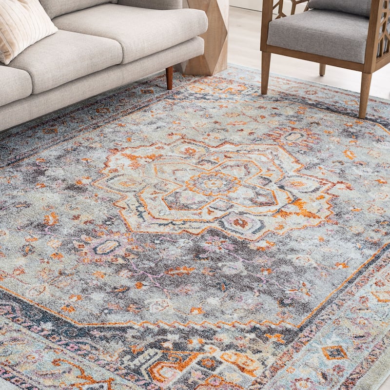 Whitfield Vintage Medallion Indoor Area Rug - 7'10'' x 10'3'' - Gray
