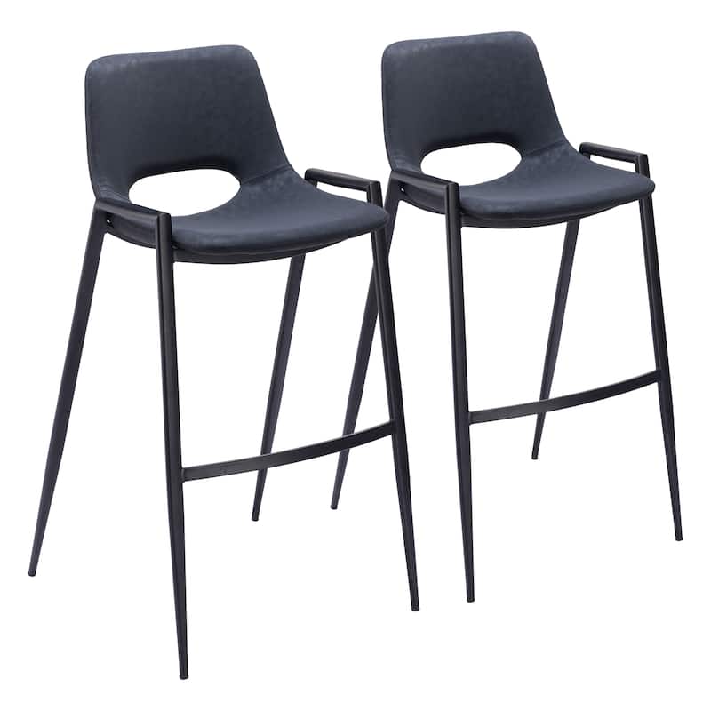 Desi Barstool (Set of 2) - 20.7" W x 21.7" D x 39" H - Black