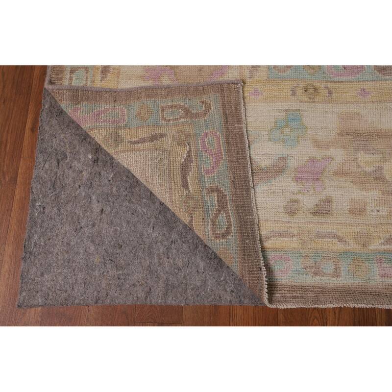 Brown Vegetable Dye Oushak Turkish Area Rug Handmade Wool Carpet - 9'1"x 12'8"