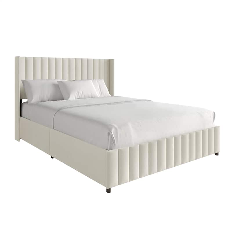 CraftPorch Minimalist Wingback Platform Lift Up Storage Bed