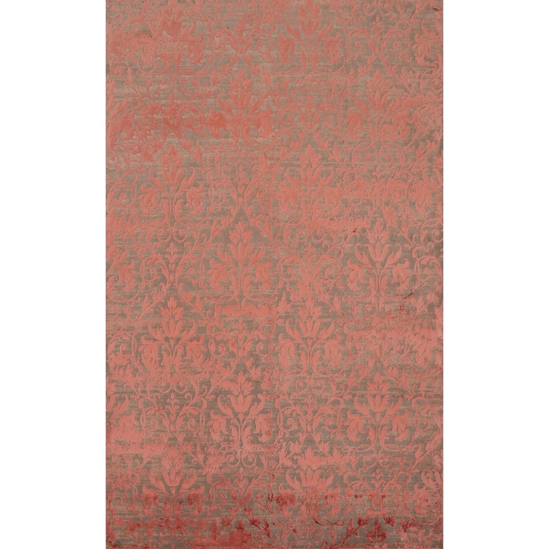 Machine Made Oriental Polyester Carpet All-Over Coral Distressed Area Rug - 7' 5'' X 5' 2''