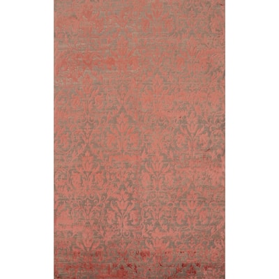 Machine Made Oriental Polyester Carpet All-Over Coral Distressed Area Rug - 7' 5'' X 5' 2''