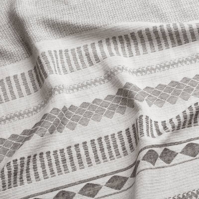 Sweet Jojo Designs Grey Boho Tribal Bohemian Body Pillow Case (Pillow Not Included) Ivory Black Woven Jacquard Farmhouse Tribal