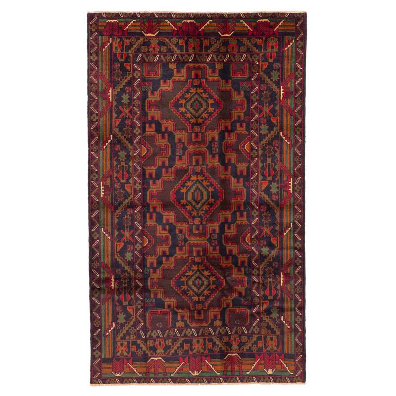 ECARPETGALLERY Hand-knotted Teimani Dark Navy Wool Rug - 3'8 x 6'4