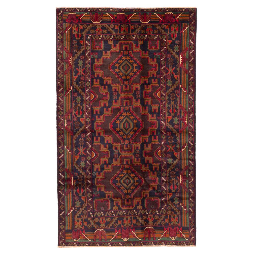 ECARPETGALLERY Hand-knotted Teimani Dark Navy Wool Rug - 3'8 x 6'4