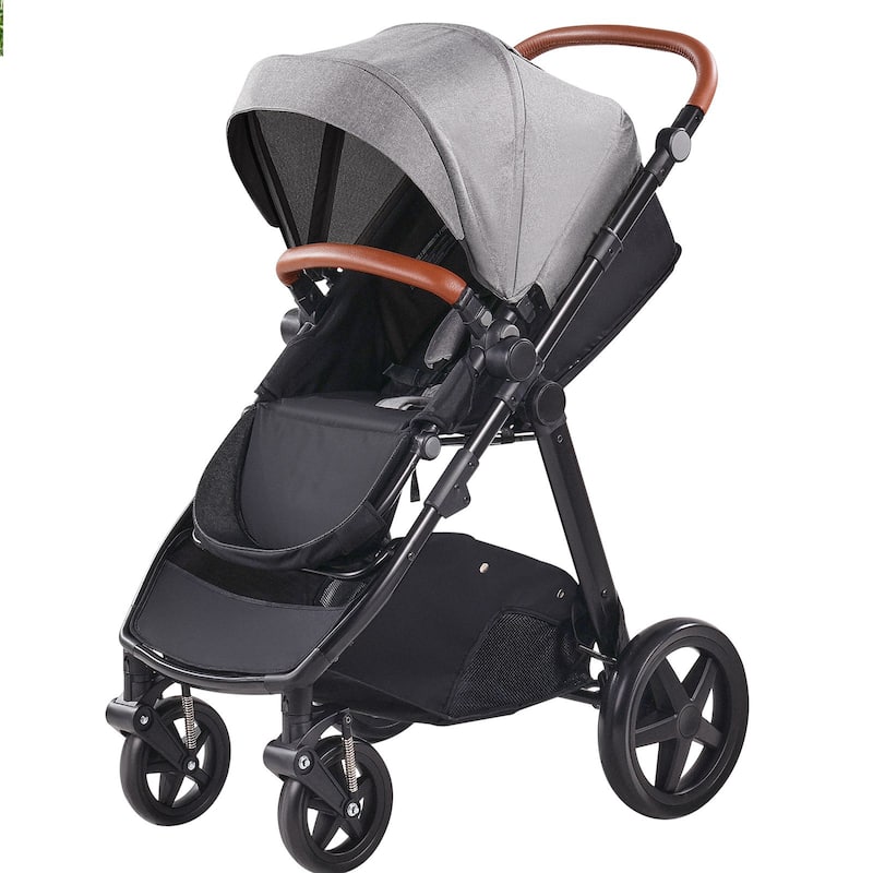 Oxford Aluminum Stroller with Bassinet and Adjustable Canopy - 35.4” L x 25.8” W x 43.9” H