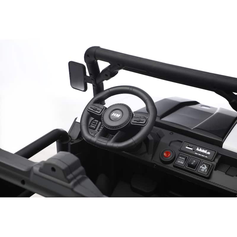 24V 2-Seater 4WD 6-Wheel Ride-On UTV Dump Truck for Ages 3+, Remote Control with LED Lights & Music - White