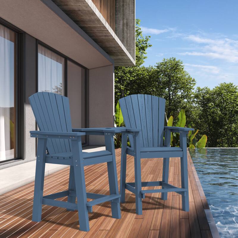 Outdoor Tall Adirondack Chair Set of 2 with Connecting Tray