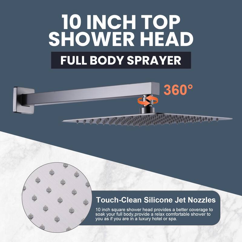WOWOW 10 in. Square Shower Head 2-Spray Shower Faucet with Single Handle - 10 in.