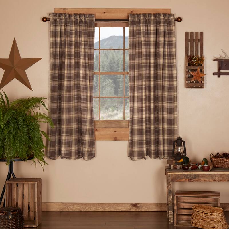 Dawson Star Scalloped Short Panel Set of 2 63x36 - Short Panel 63x36 - Short Panel 63x36 - 63 Inches - Woodland Brown/Khaki