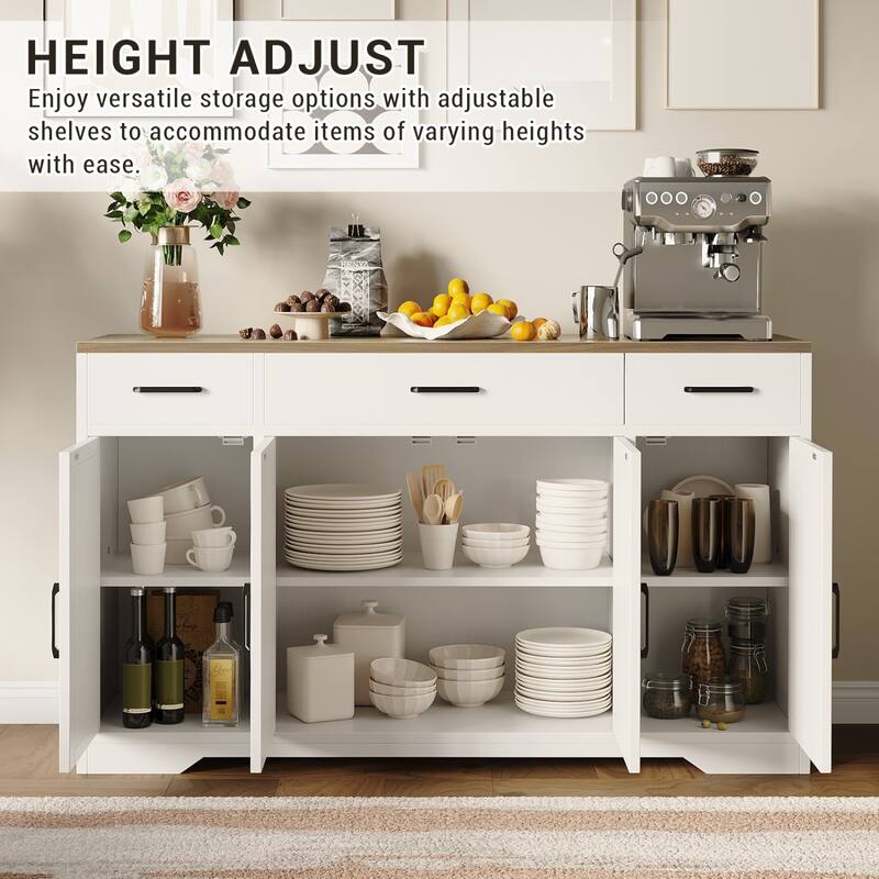 Modern Farmhouse Buffet Cabinet, Kitchen Cabinet with Adjustable Shelf