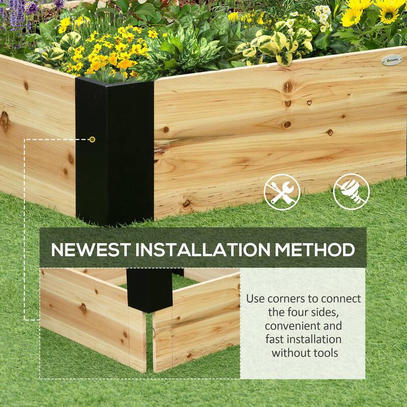Outsunny 31.5" x 31.5" Raised Garden Bed with Metal Corner Bracket, No Installation Tools Required Planter Box for Growing